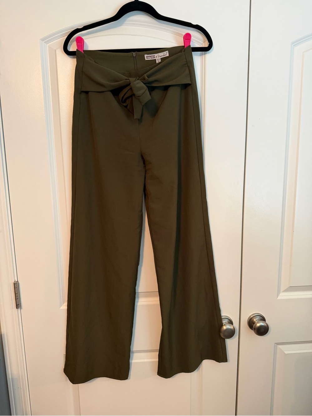 Gypsies & Moondust Olive Tie-Waist Wide Leg Pants